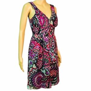 Tibi colorful silk V-neck dress size small